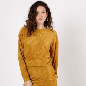 Band of The Free Russell Gold Ribbed Velvet Knit Sweater Size Large